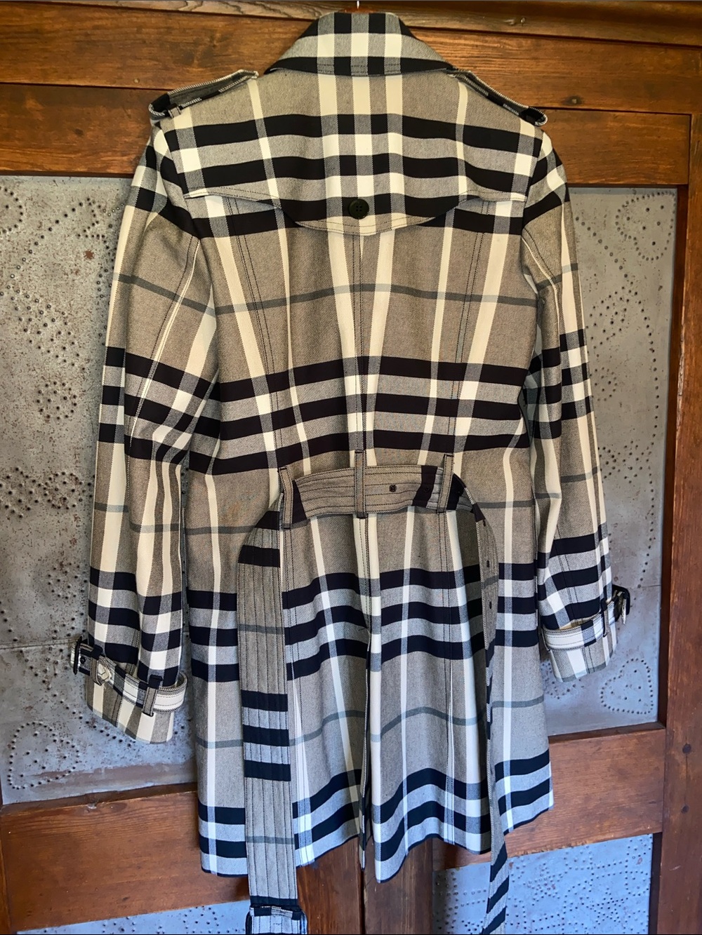 Burberry Plaid Trench Jacket Coat Size 6 - Picture 8 of 11